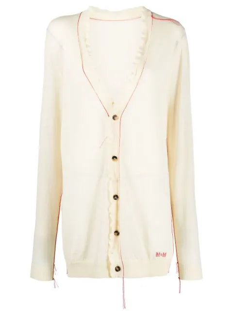 Maison Margiela cárdigan con logo bordado y costuras en contraste - imagen 1