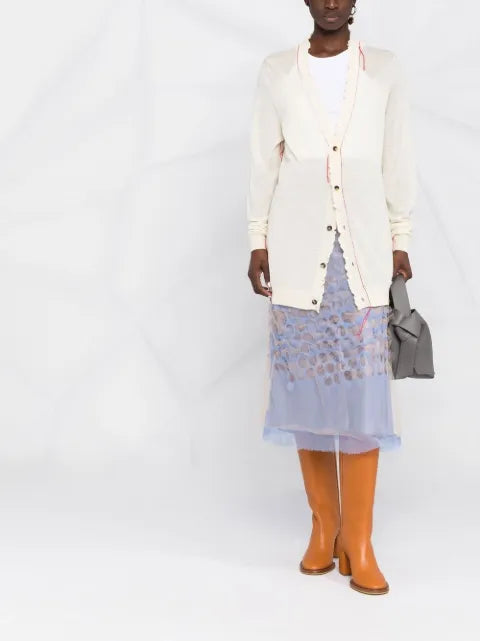 Maison Margiela cárdigan con logo bordado y costuras en contraste - imagen 2