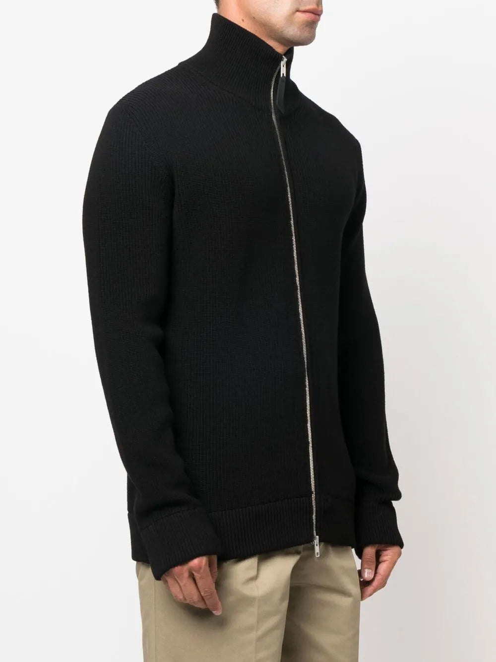 Maison Margiela cárdigan tejido de canalé con cierre - Negro - imagen 4