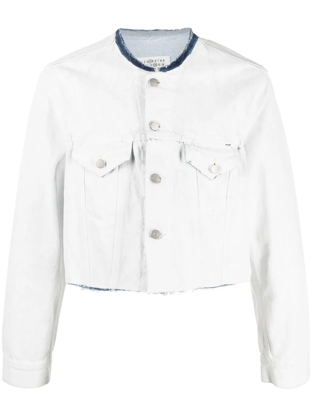 Maison Margiela chamarra corta de mezclilla sin cuello - Blanco - imagen 1