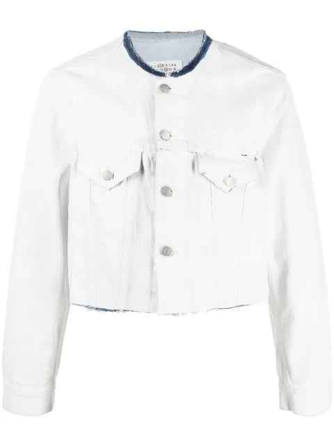 Maison Margiela chamarra corta de mezclilla sin cuello - imagen 1