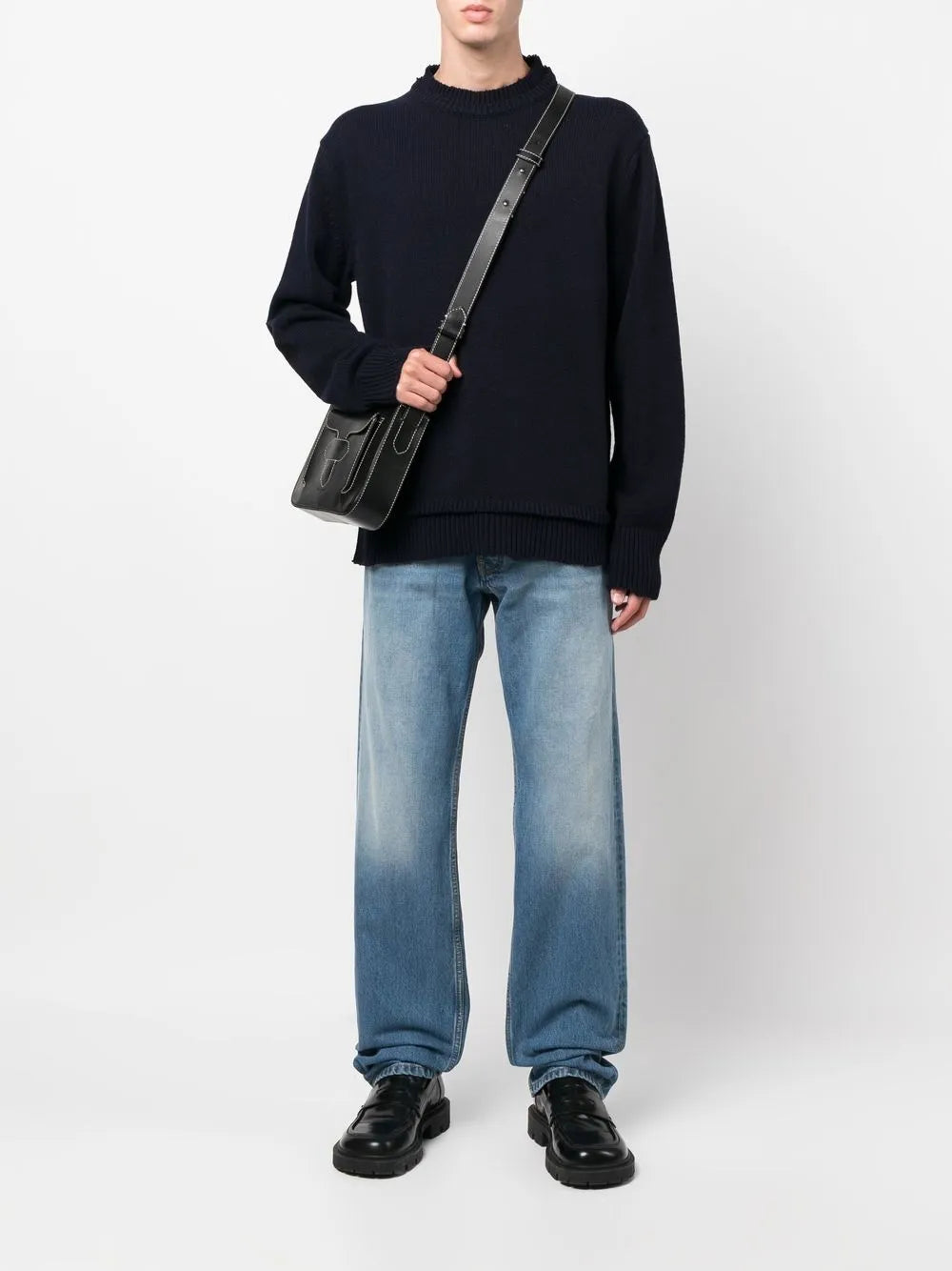 Maison Margiela suéter tejido con parche en los codos - Azul - imagen 2