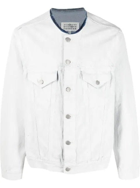 Maison Margiela chamarra de mezclilla sin cuello - imagen 1