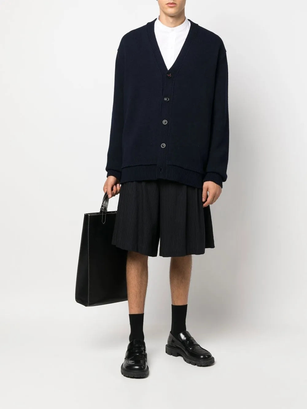Maison Margiela cárdigan con parche en los codos - Azul - imagen 2