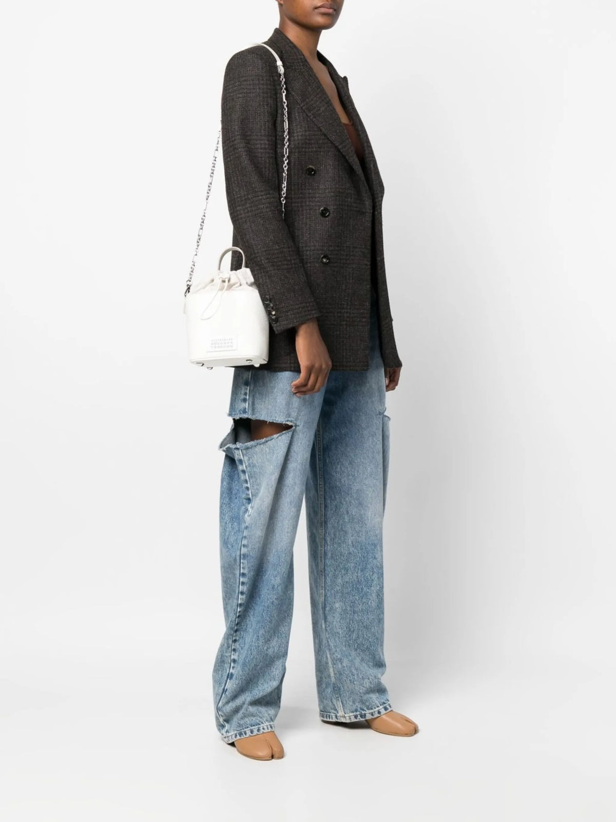 Maison Margiela bolsa bucket 5AC pequeña - Blanco - imagen 2