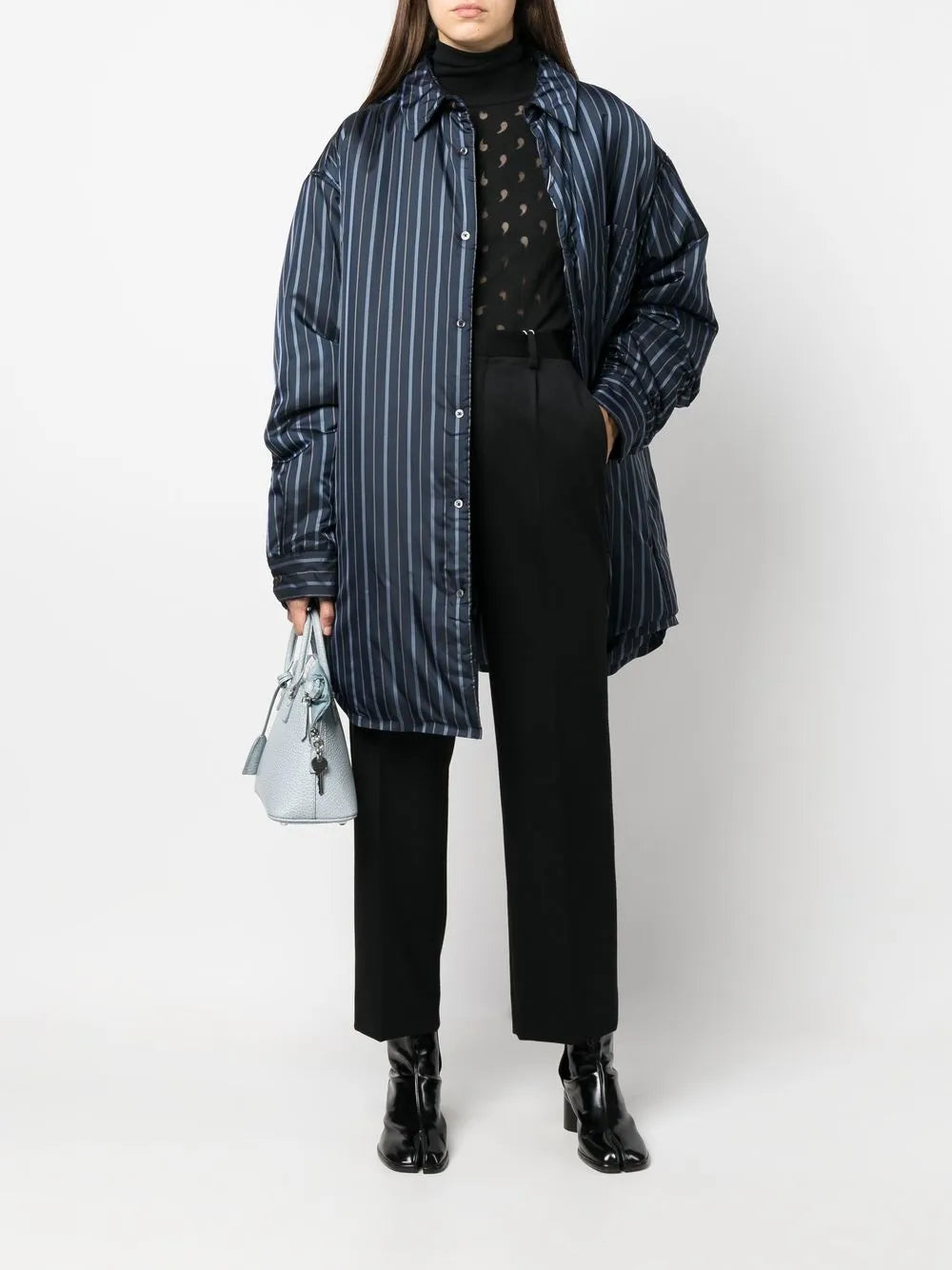 Maison Margiela camisa capitonada con motivo de rayas - Azul - imagen 3