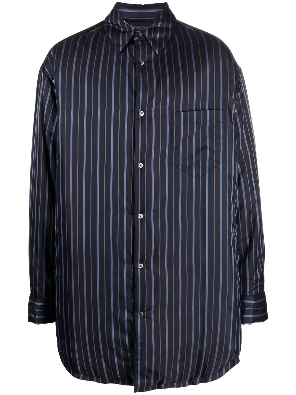 Maison Margiela camisa capitonada con motivo de rayas - Azul - imagen 1