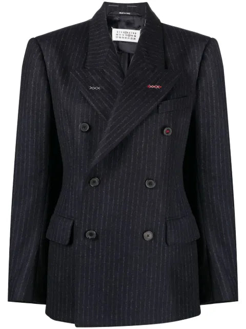 Maison Margiela blazer con rayas diplomáticas y doble botonadura - imagen 1