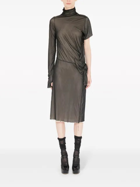 Maison Margiela vestido midi con diseño fruncido y asimétrico - imagen 2