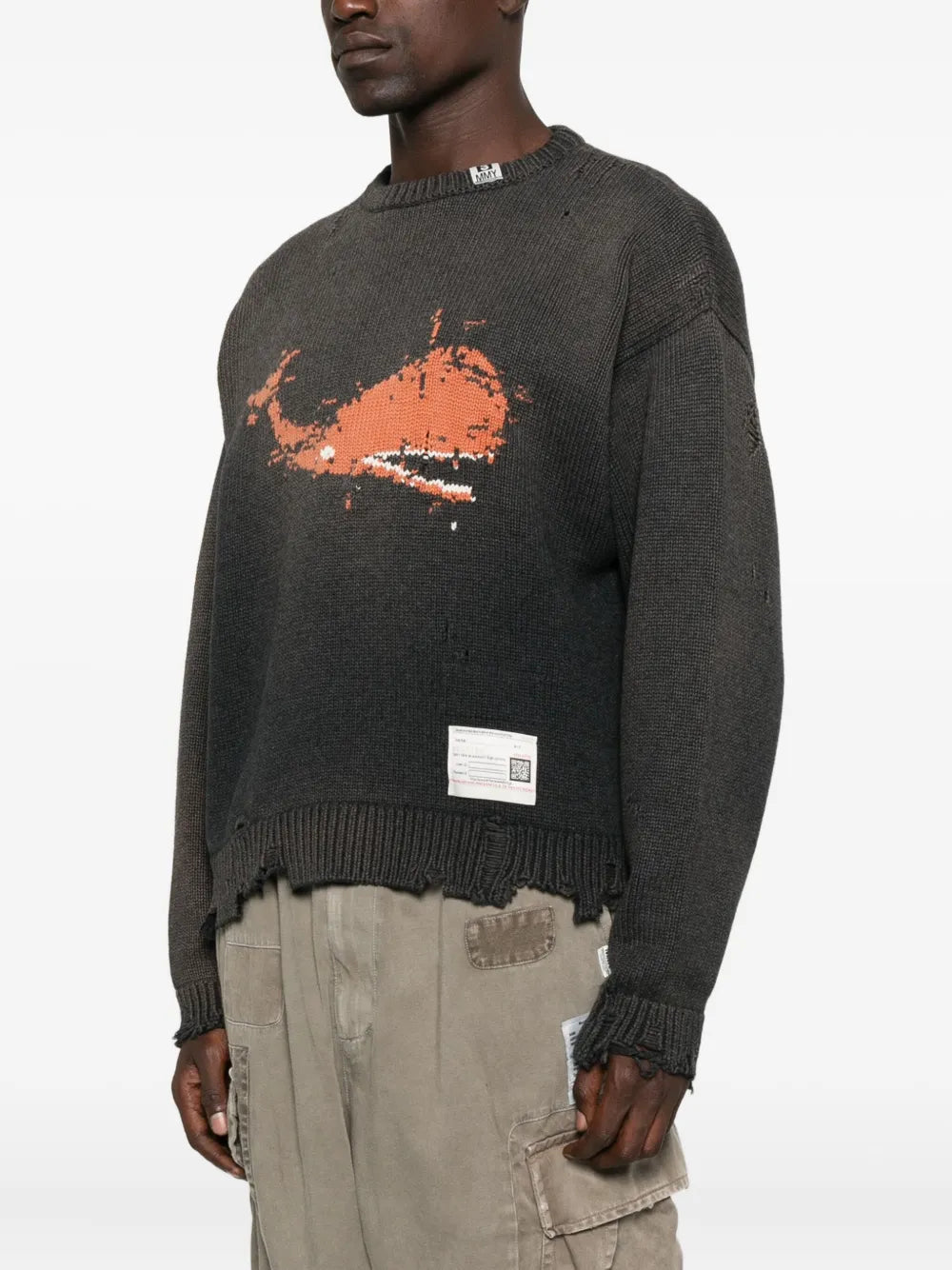 Maison MIHARA YASUHIRO suéter tejido con motivo de ballena en intarsia - negro