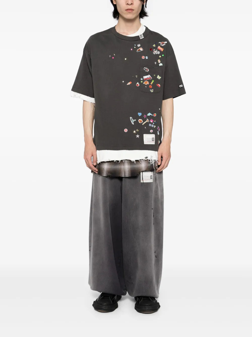 Maison MIHARA YASUHIRO playera a capas - gris