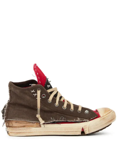 Maison Margiela tenis altos con efecto envejecido - Marrón - vista 1