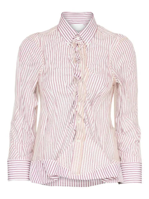 Maison Margiela camisa con volantes y estampado de rayas - imagen 1