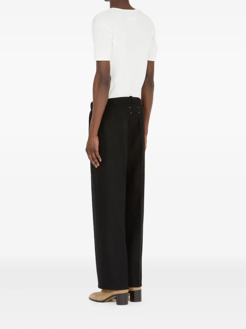 Maison Margiela pantalones rectos de fieltro - Negro - imagen 4