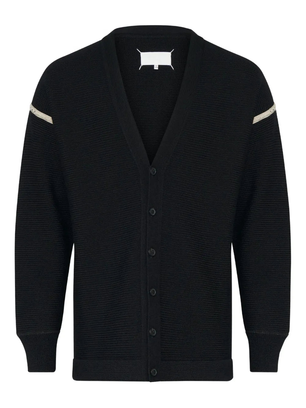 Maison Margiela cárdigan tejido de canalé con parche en los codos - Negro - imagen 1