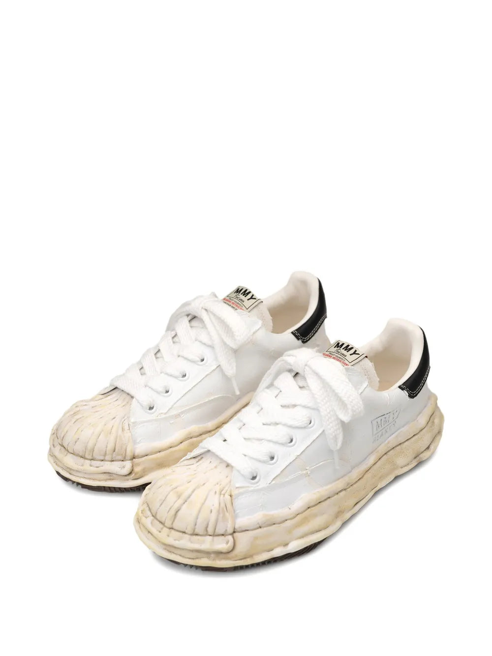 Maison MIHARA YASUHIRO tenis con efecto rasgado - blanco