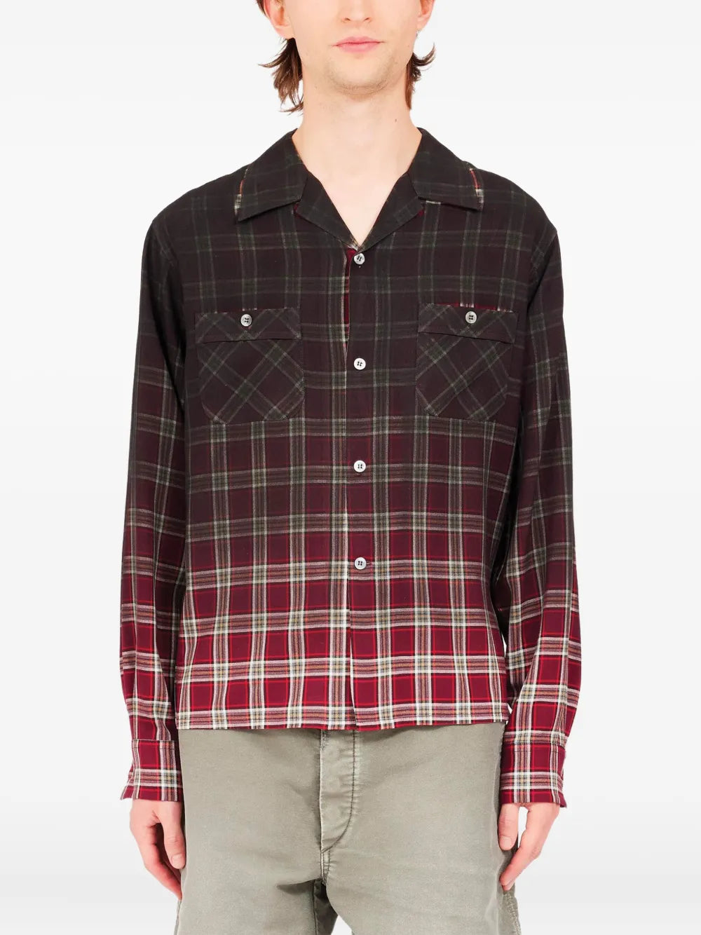 Maison Margiela camisa con botones y cuadros estampados - Rojo - imagen 1