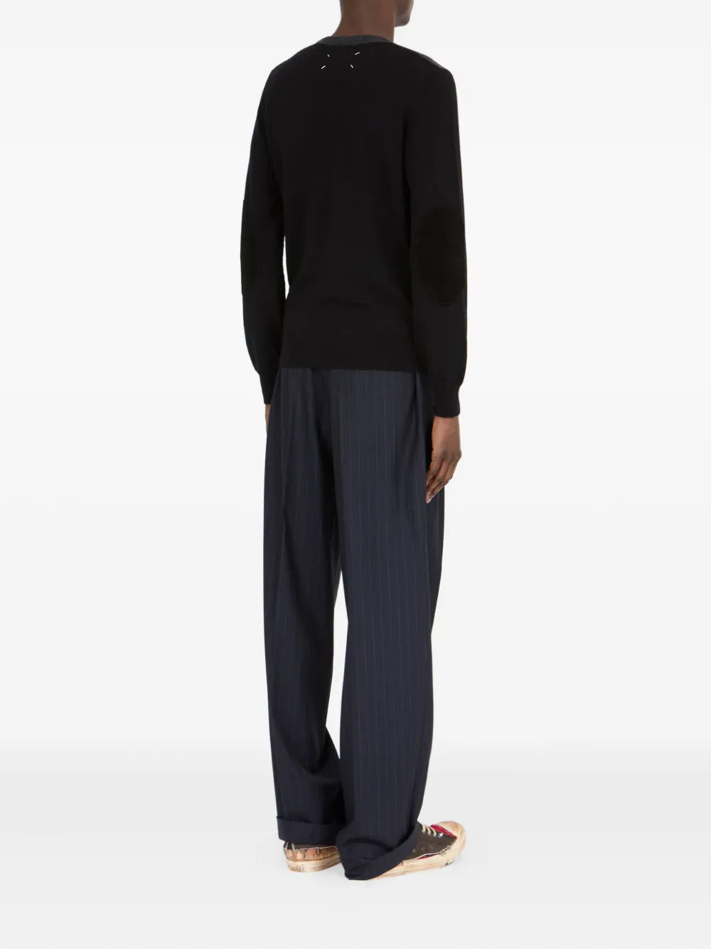 Maison Margiela suéter de lana con panel en contraste - Negro - imagen 4