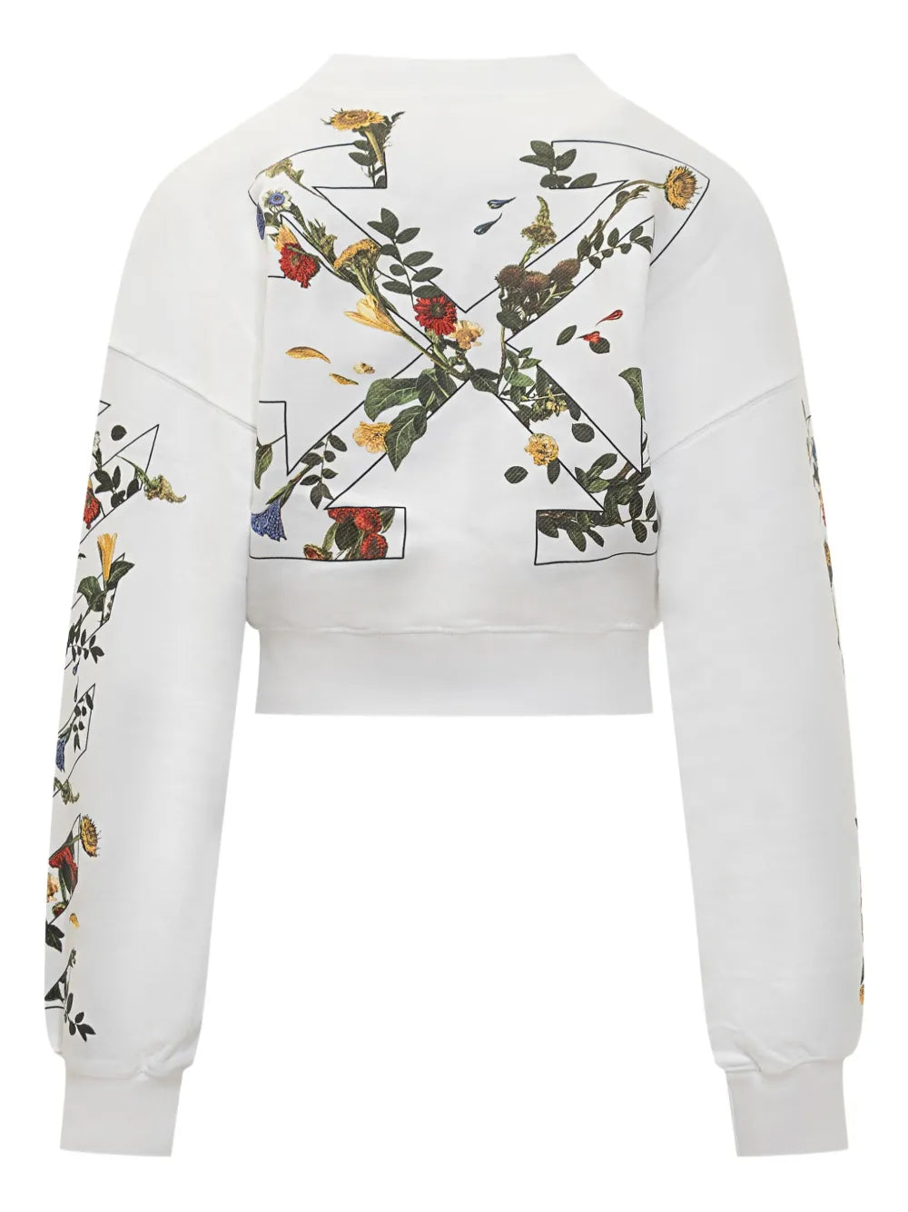Off-White sudadera con estampado floral y cuello redondo