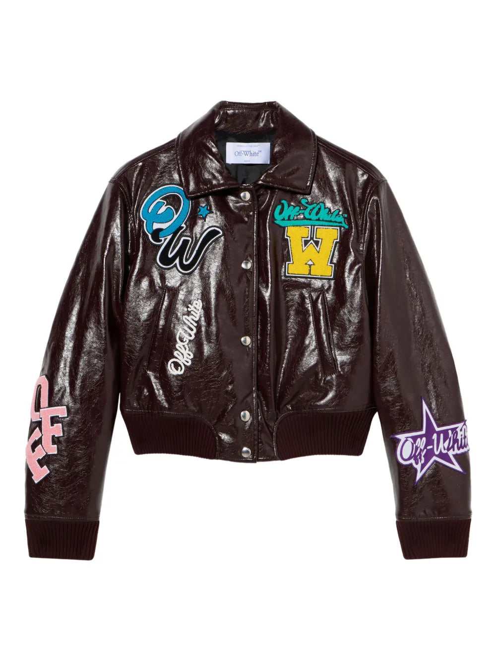 Off-White chamarra universitaria con efecto arrugado