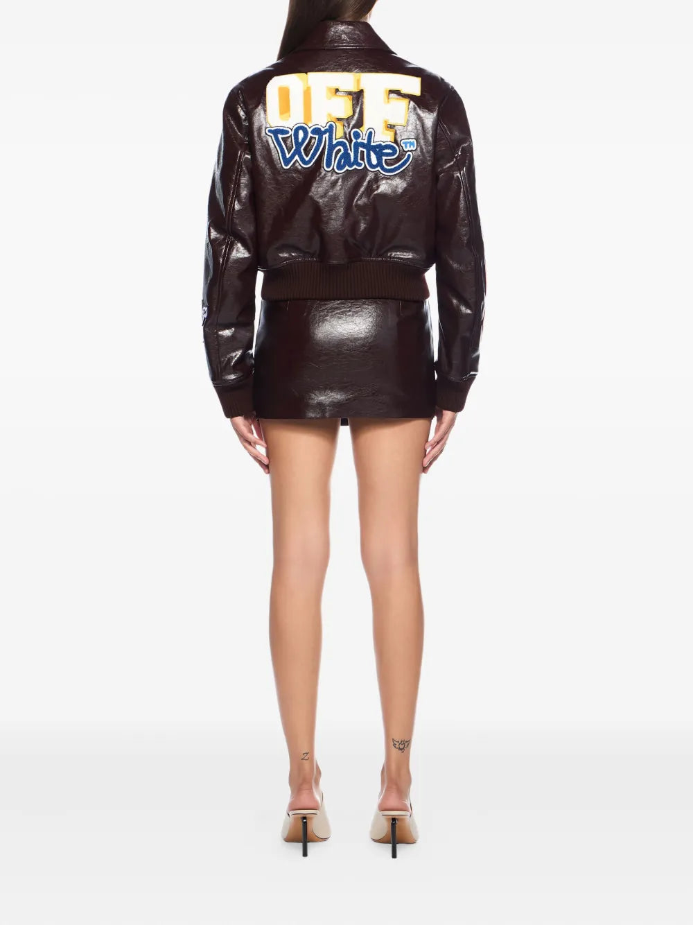 Off-White chamarra universitaria con efecto arrugado