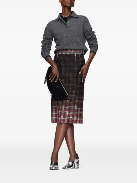 Maison Margiela falda midi con motivo de cuadros tartán - imagen 2