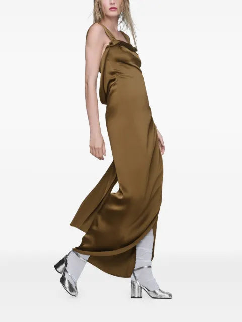 Maison Margiela vestido largo con diseño drapeado y efecto satinado - imagen 2
