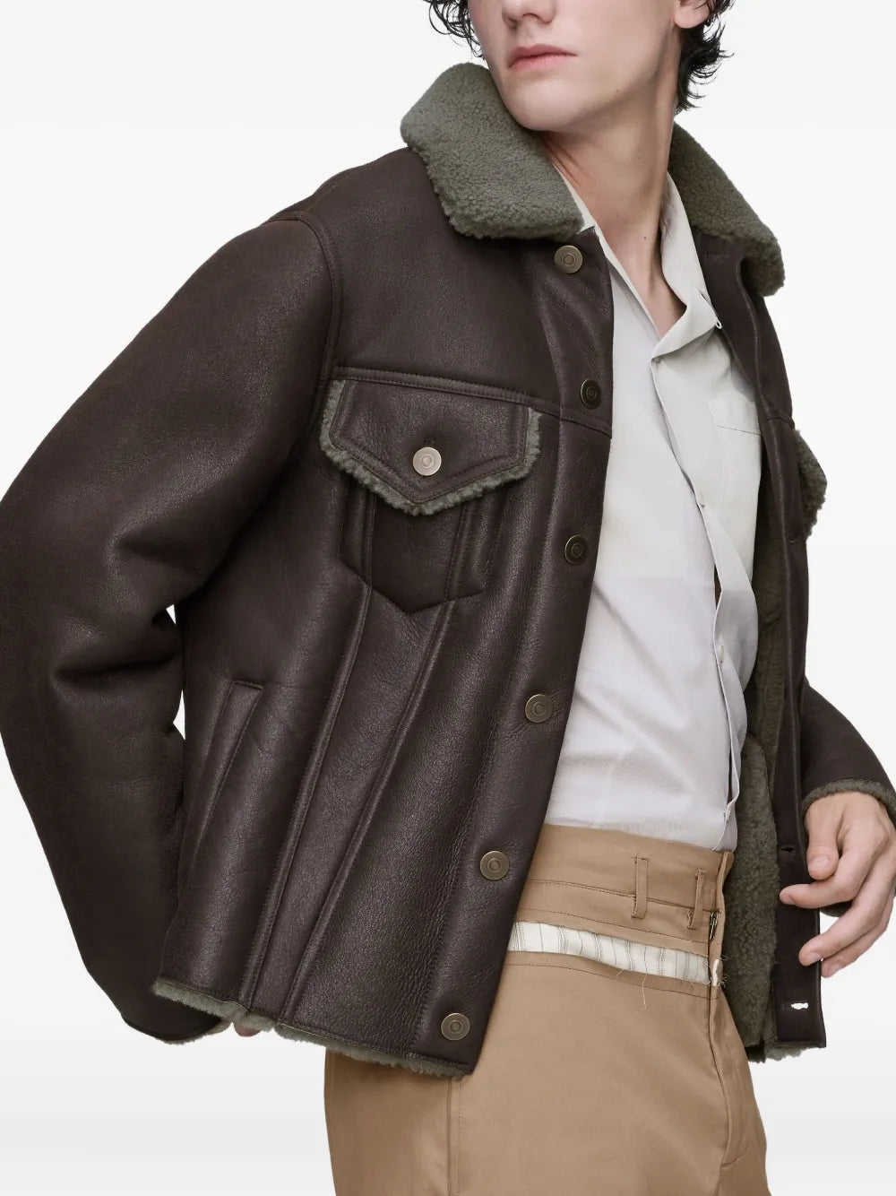 Maison Margiela chamarra con cuello texturizado - Marrón - imagen 4