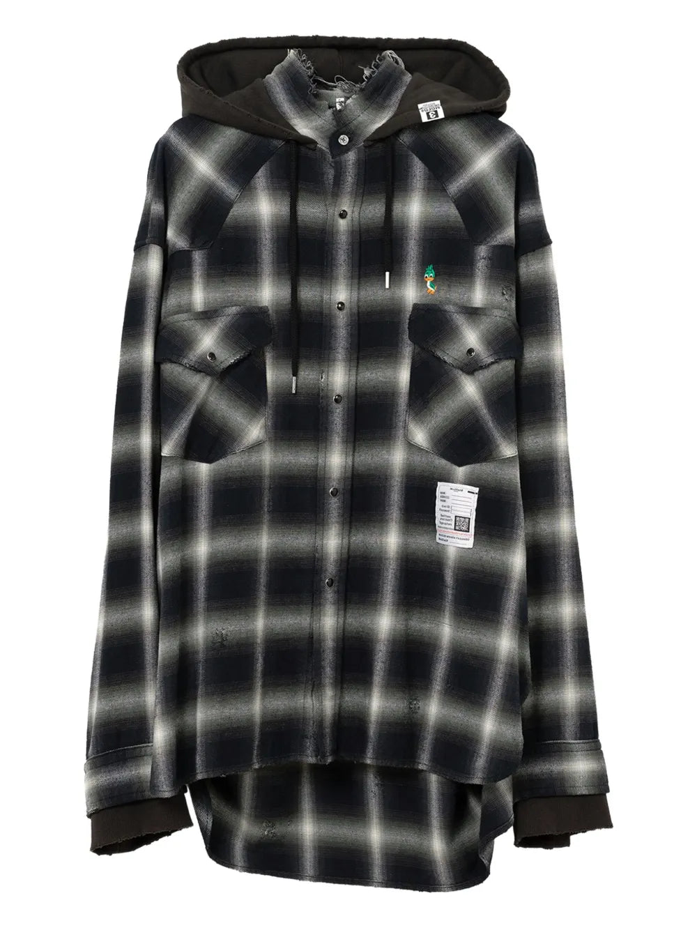 Maison MIHARA YASUHIRO camisa con cuadros estampados y capucha - verde