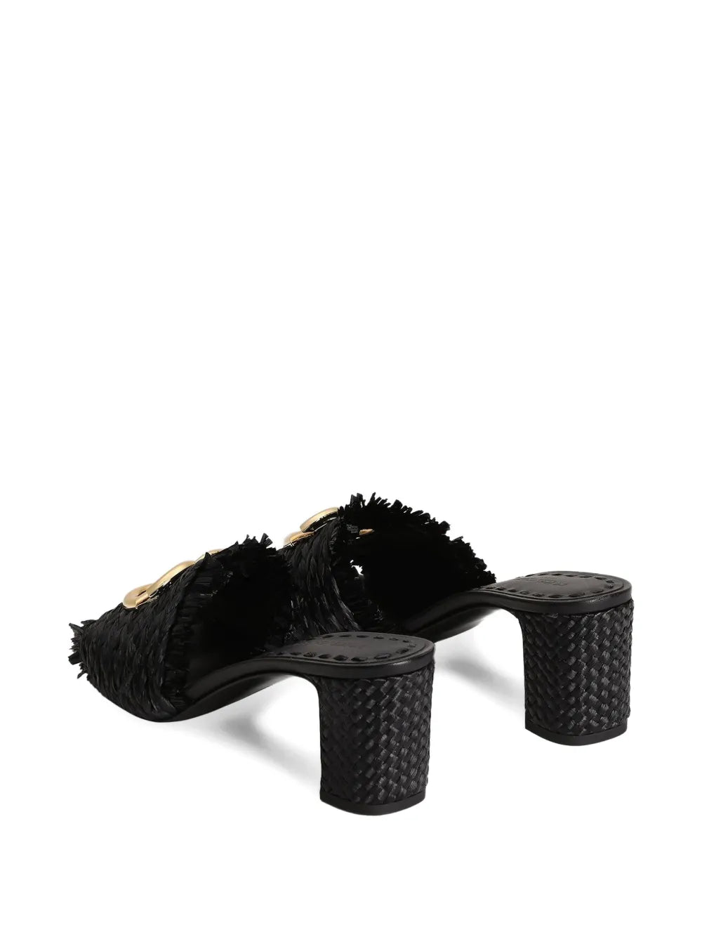 Dolce & Gabbana mules de rafia con flecos