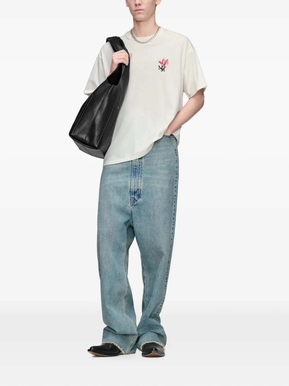 Maison Margiela playera con logo bordado - Blanco - imagen 2
