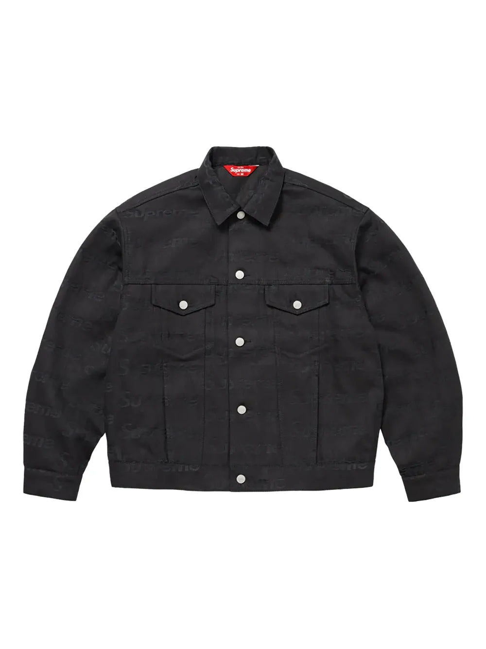 Supreme chamarra trucker de mezclilla con logo en jacquard - Negro - imagen 1