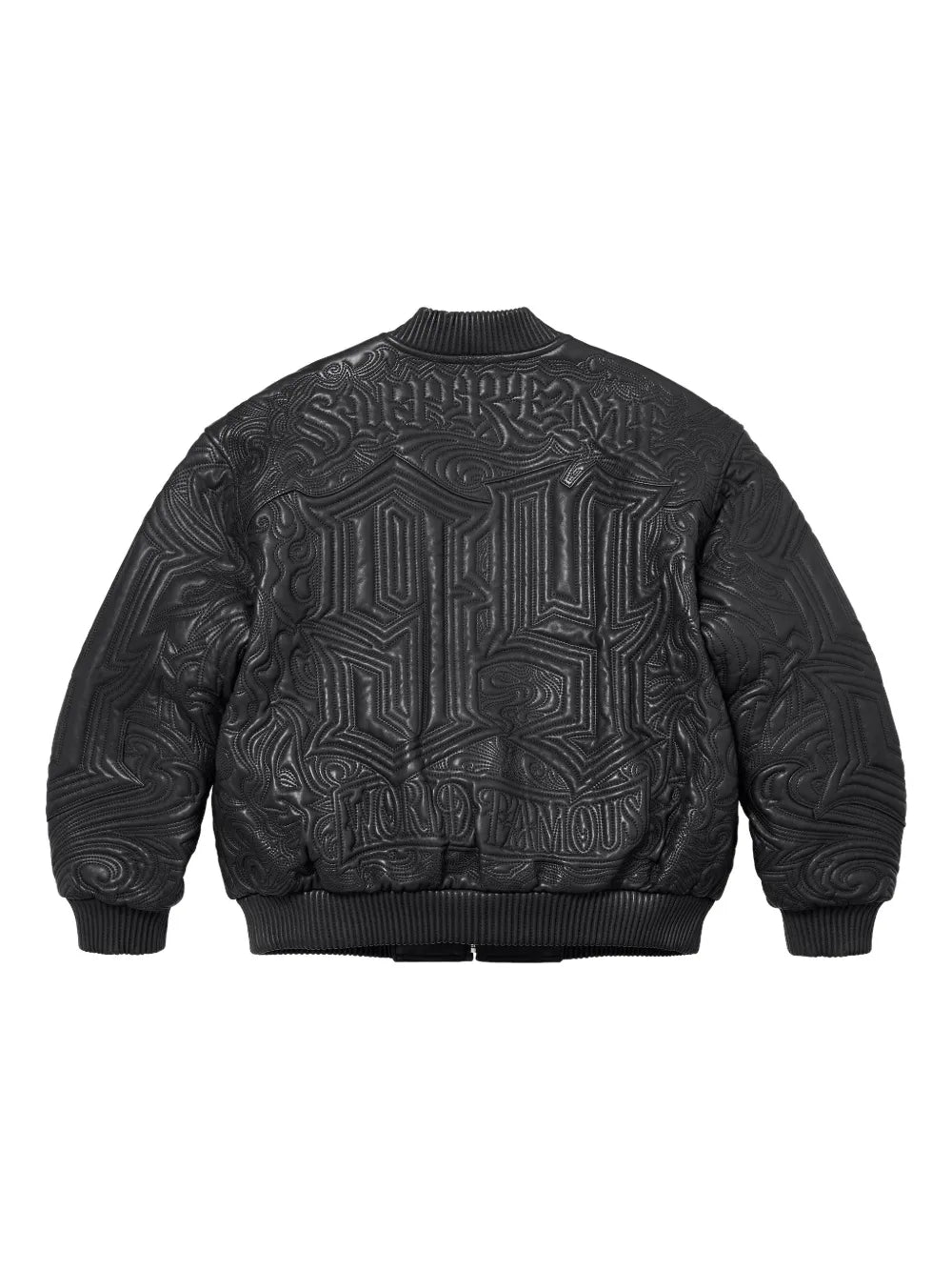 Supreme chamarra de piel bordada - Negro - imagen 2