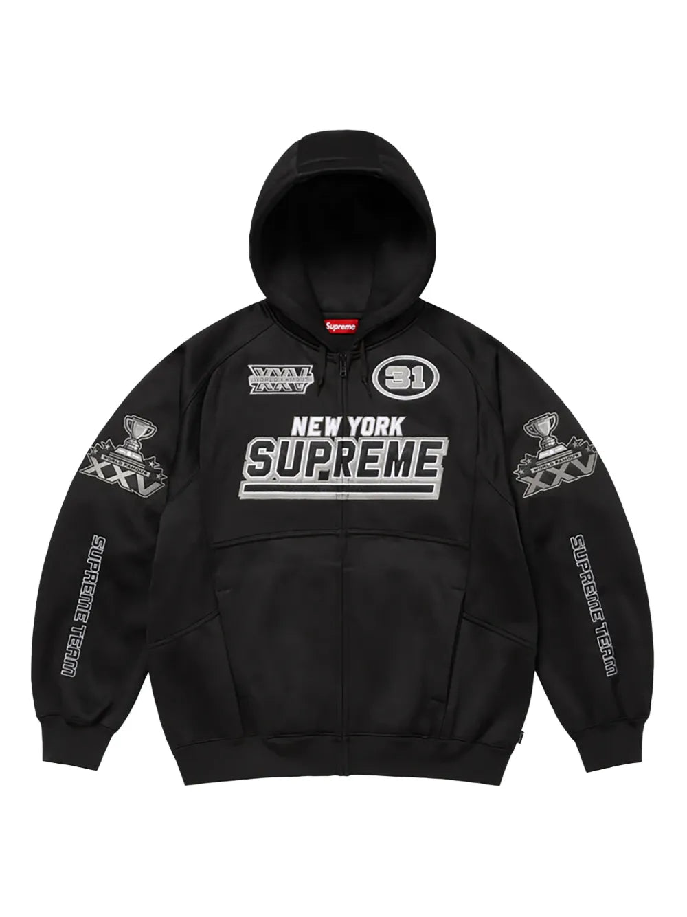 Supreme hoodie con parche del logo y cierre - Negro - imagen 1