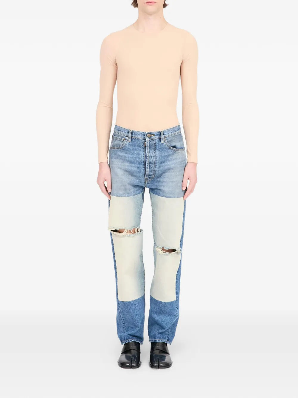 Maison Margiela jeans rectos con paneles de parche - Azul - imagen 2