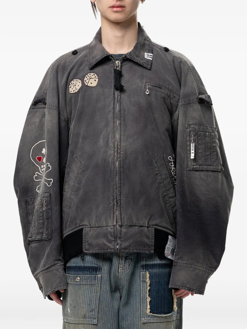 Maison MIHARA YASUHIRO chamarra militar Sun faded like - gris