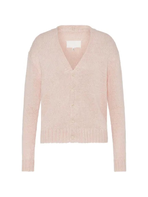 Maison Margiela cárdigan tejido de canalé con cuello en V - imagen 1