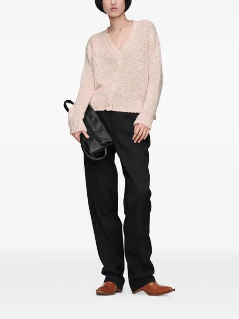 Maison Margiela cárdigan tejido de canalé con cuello en V - imagen 2