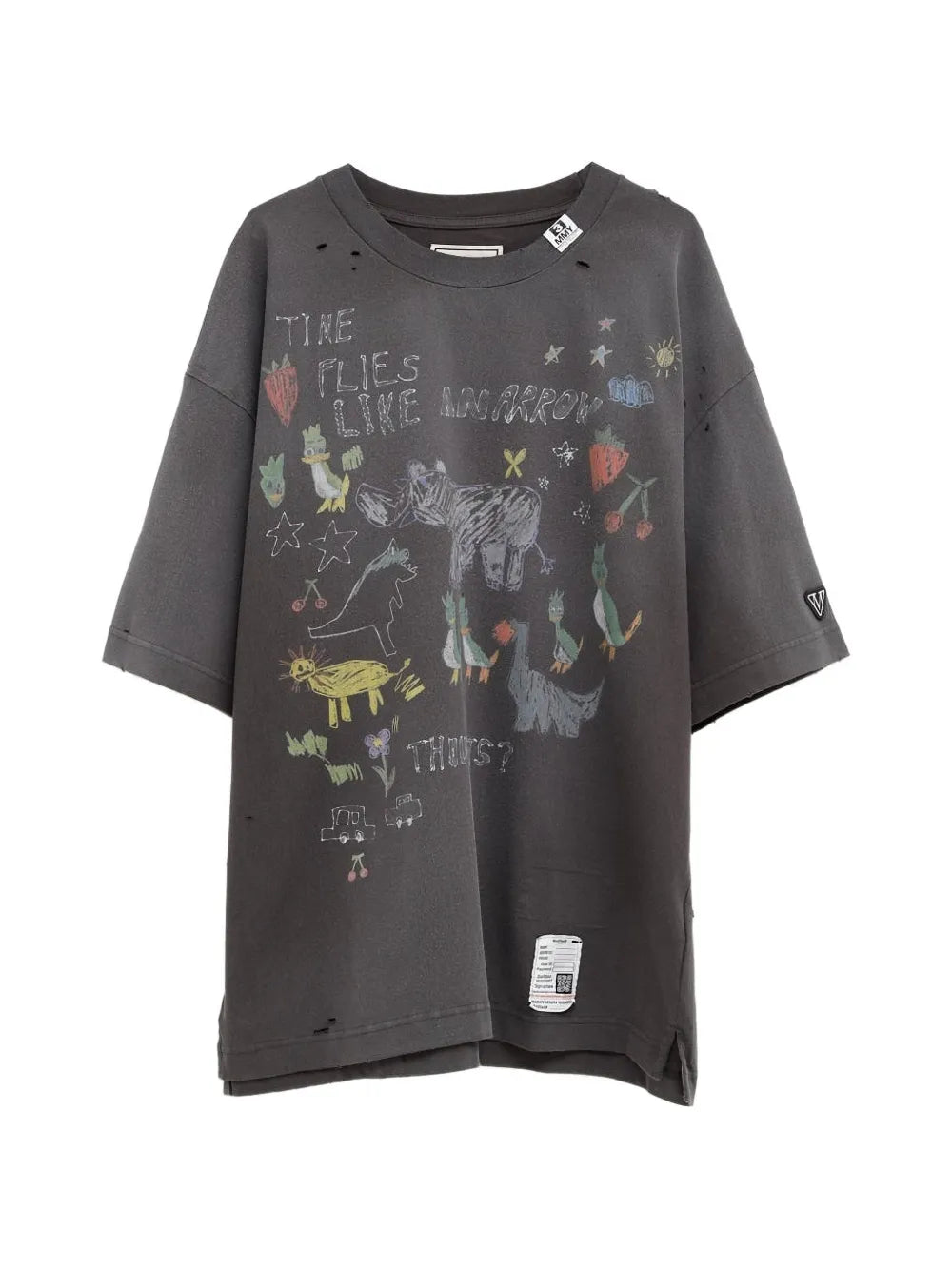 Maison MIHARA YASUHIRO playera con estampado gráfico - gris