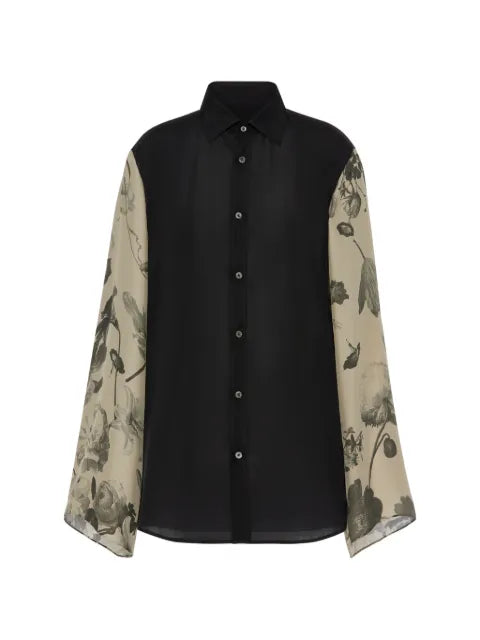 Maison Margiela camisa de seda con estampado floral - imagen 1