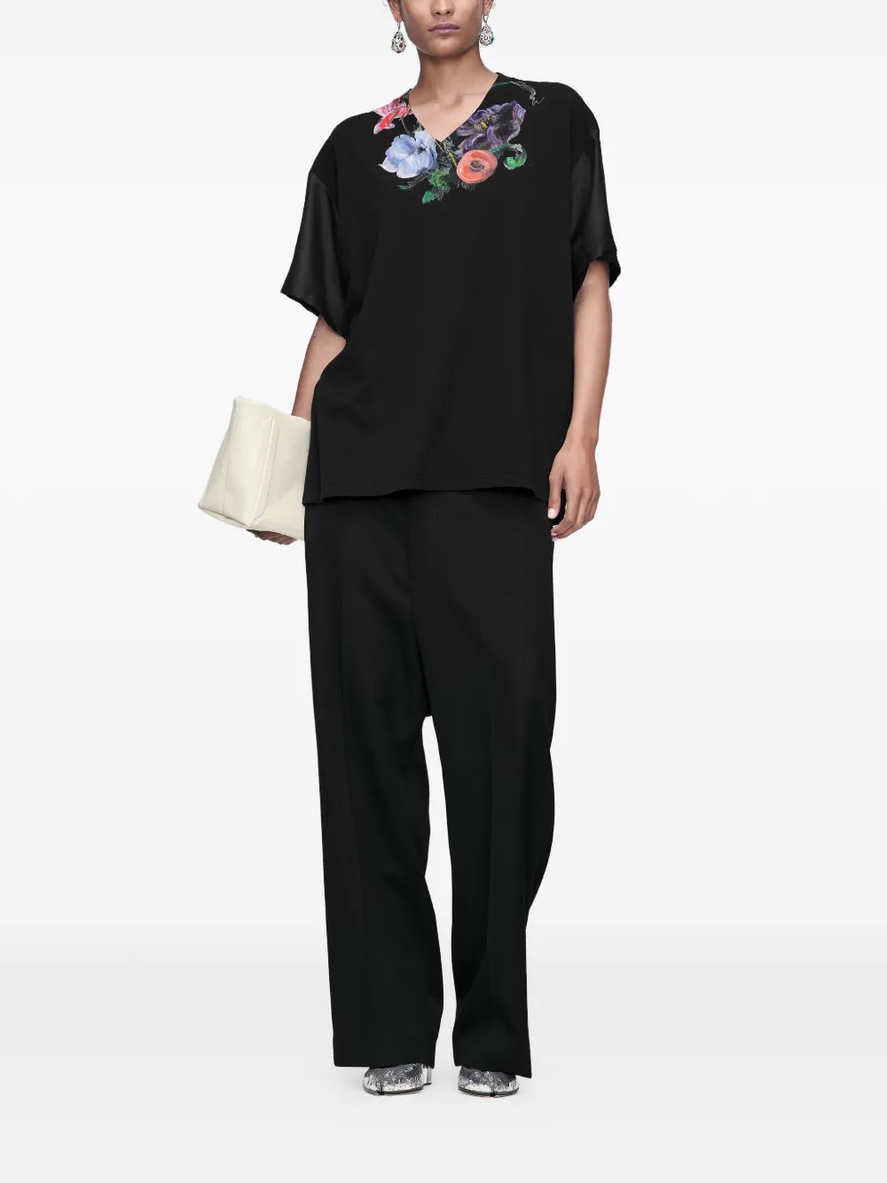 Maison Margiela playera con estampado floral - Negro - imagen 2