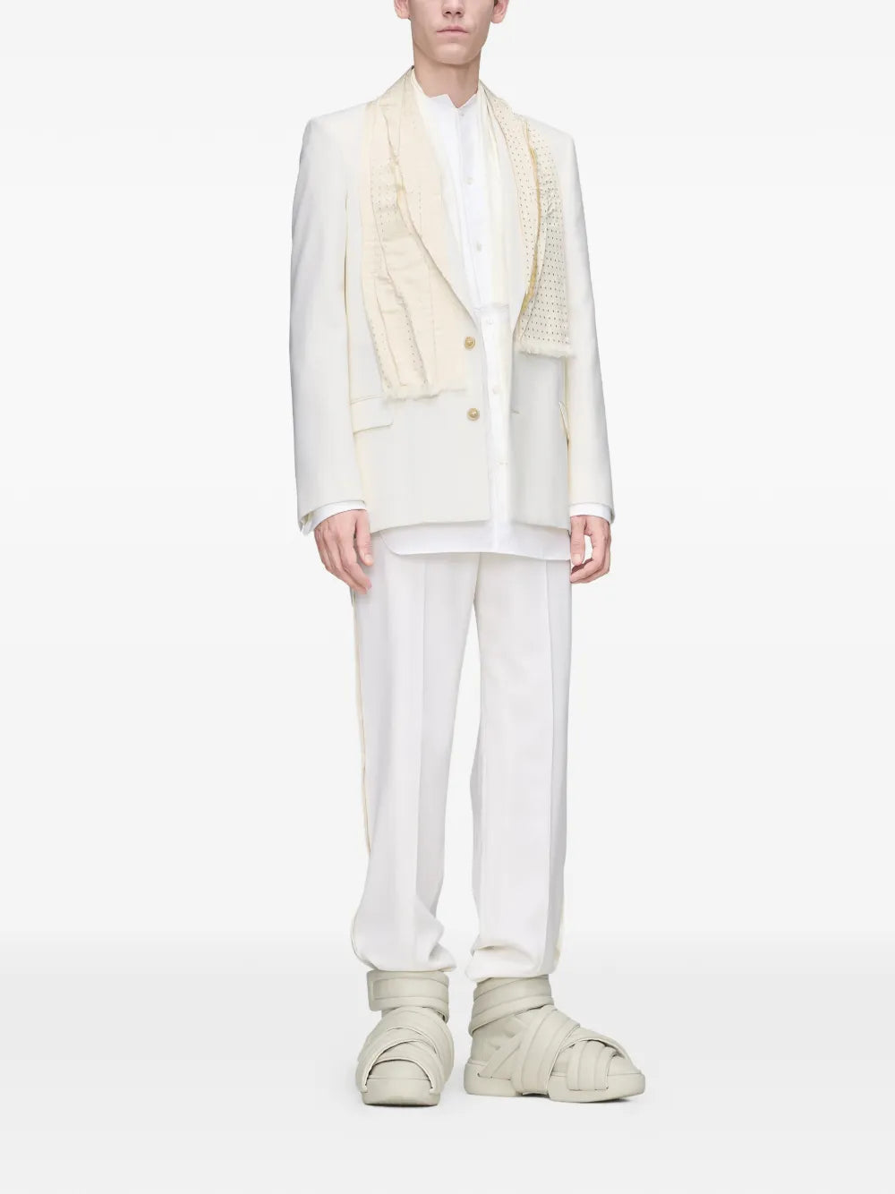 Maison Margiela chamarra de lana con mascada - Blanco - imagen 2