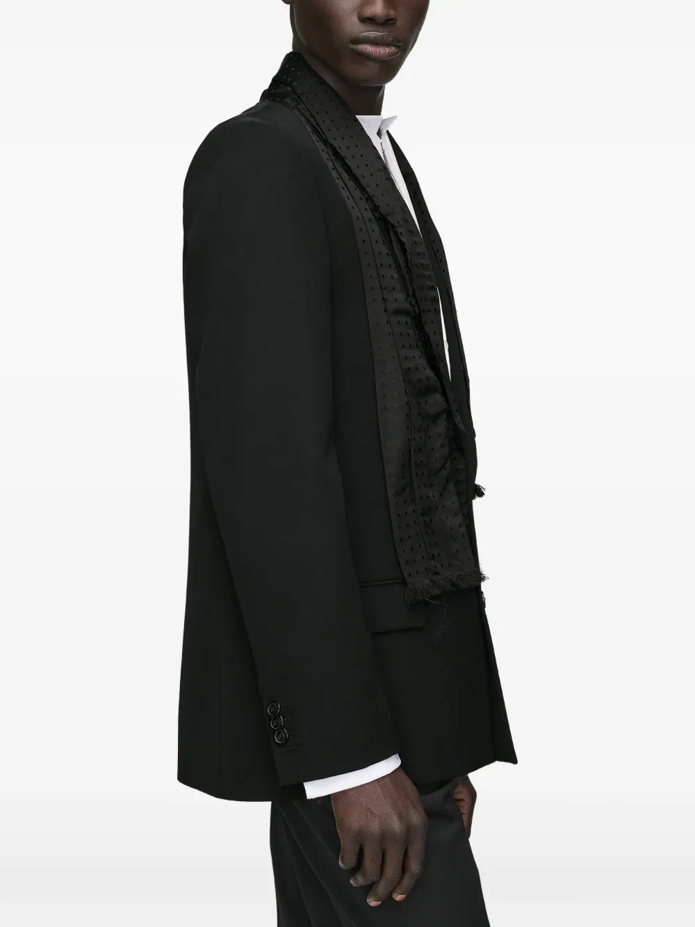 Maison Margiela chamarra de lana con mascada - Negro - imagen 4