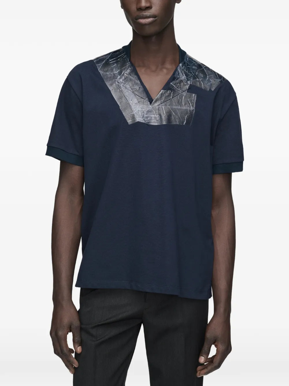 Maison Margiela playera con cuello en V - Azul - imagen 3