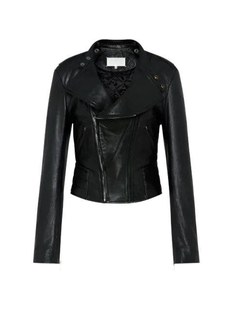 Maison Margiela chamarra de piel con cuello plegable - imagen 1