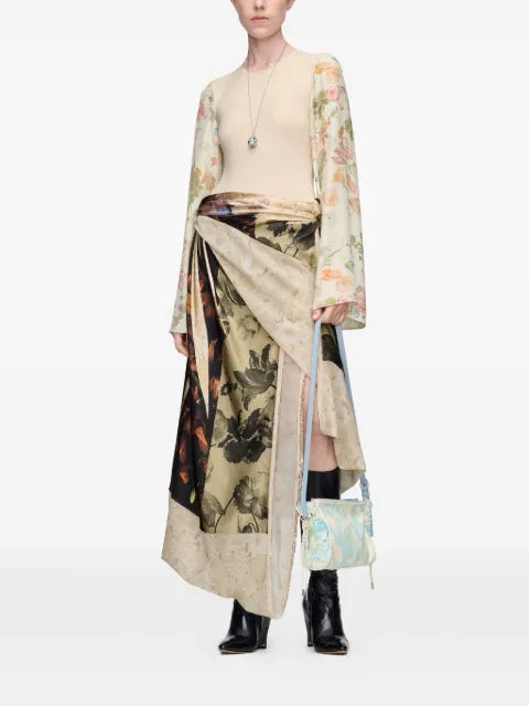 Maison Margiela falda midi asimétrica con motivo floral - imagen 2