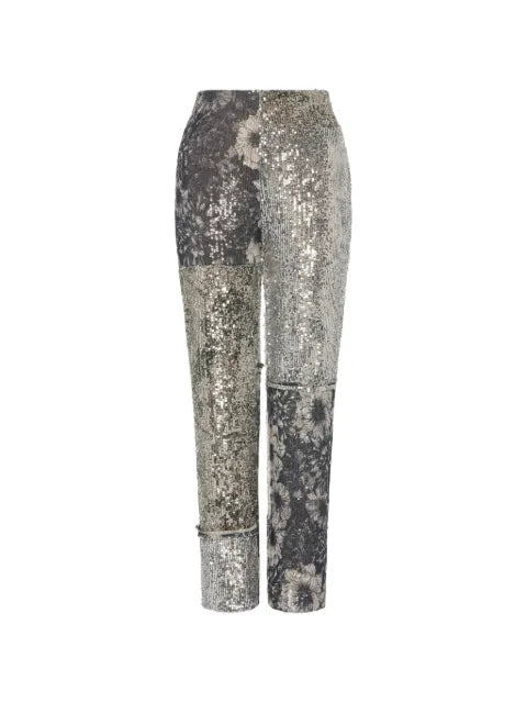 Maison Margiela pantalones con diseño patchwork y lentejuelas - imagen 1