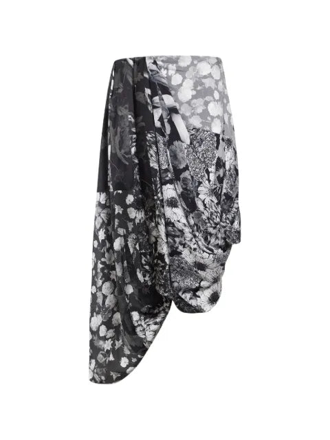 Maison Margiela falda asimétrica con diseño drapeado y estampado floral - imagen 1