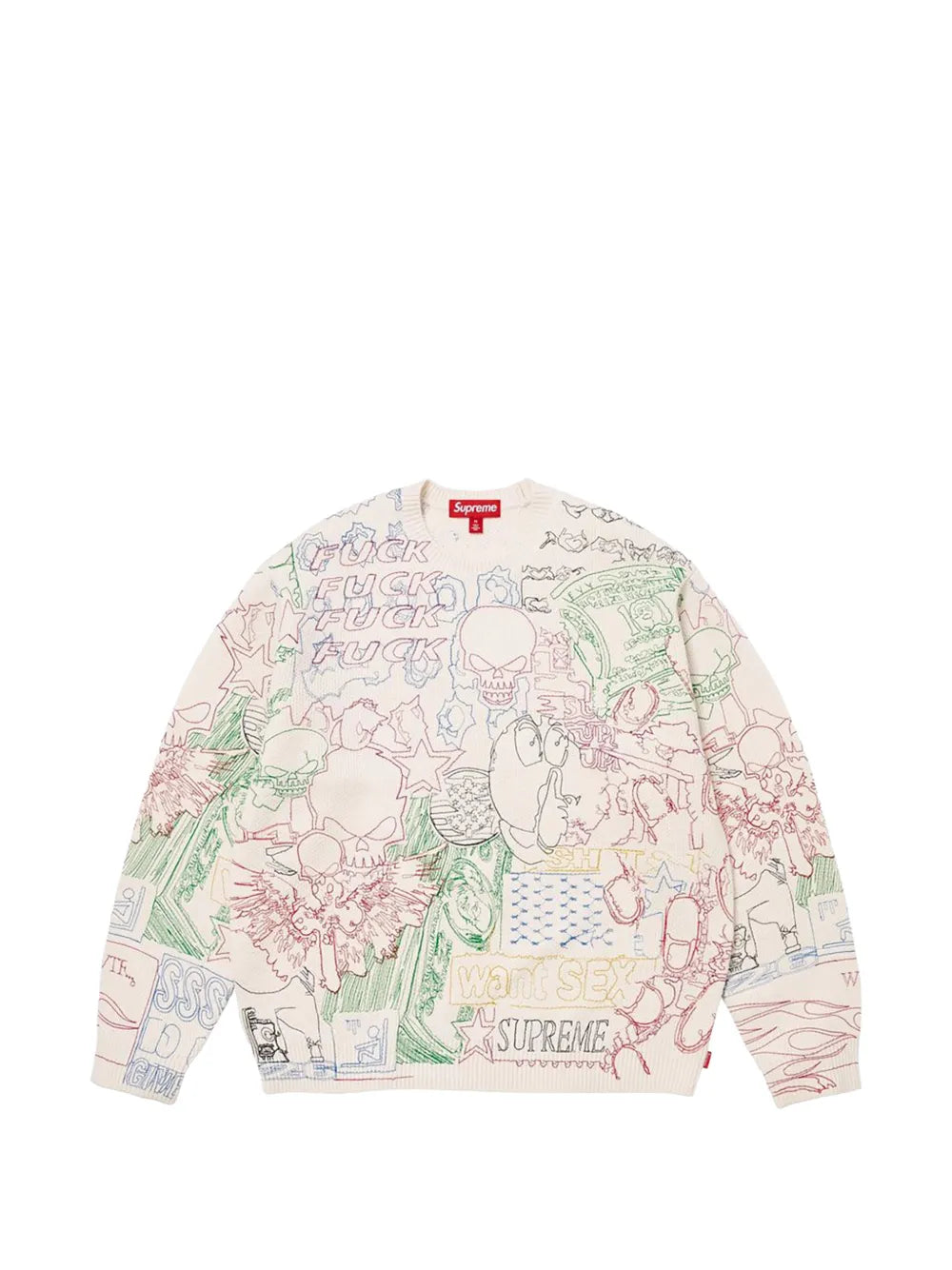 Supreme suéter con collage bordado - Blanco - imagen 1