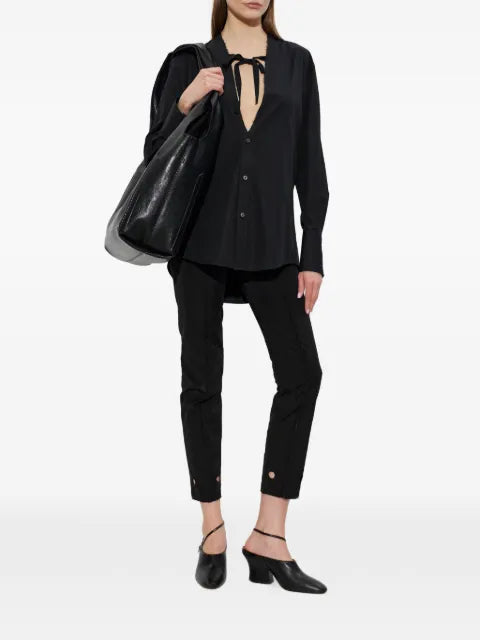 Maison Margiela camisa con moño y bordes deshilachados - imagen 2